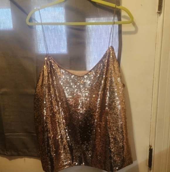 Asos gold sequin tank top size 18 - Picture 3 of 5